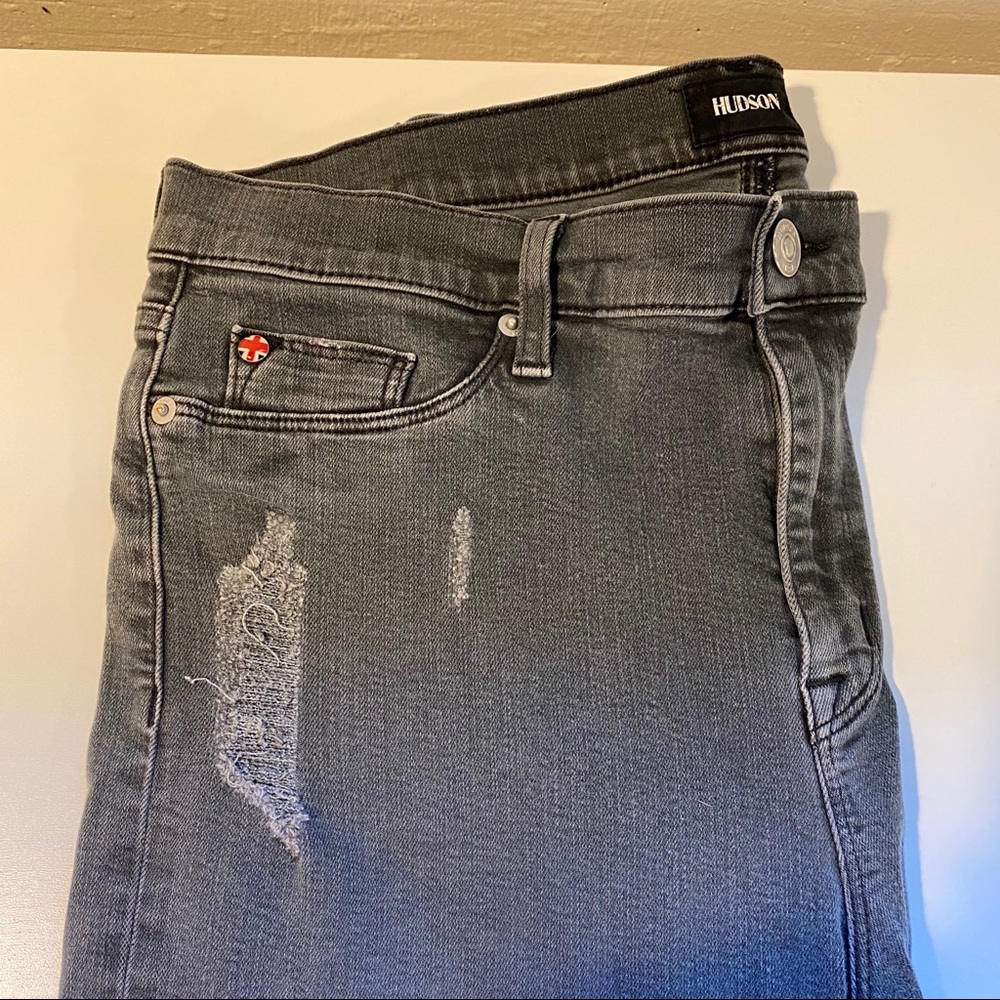 Hudson Distressed Gray Jeans